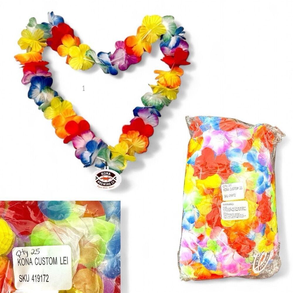 Kona Brewing‎ Co Hawaiian Lei Multi-Color Floral Design Package of 25